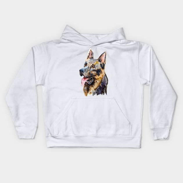 german shepherd Kids Hoodie by VicaVeresk